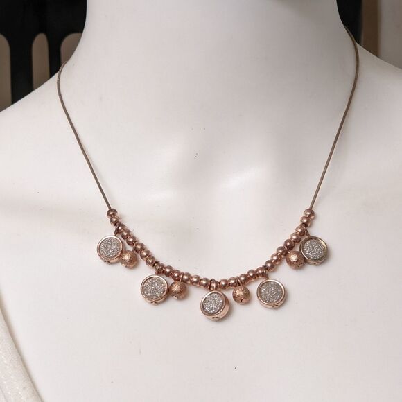 Copper & silver sparkle dust necklace - Picture 1 of 5